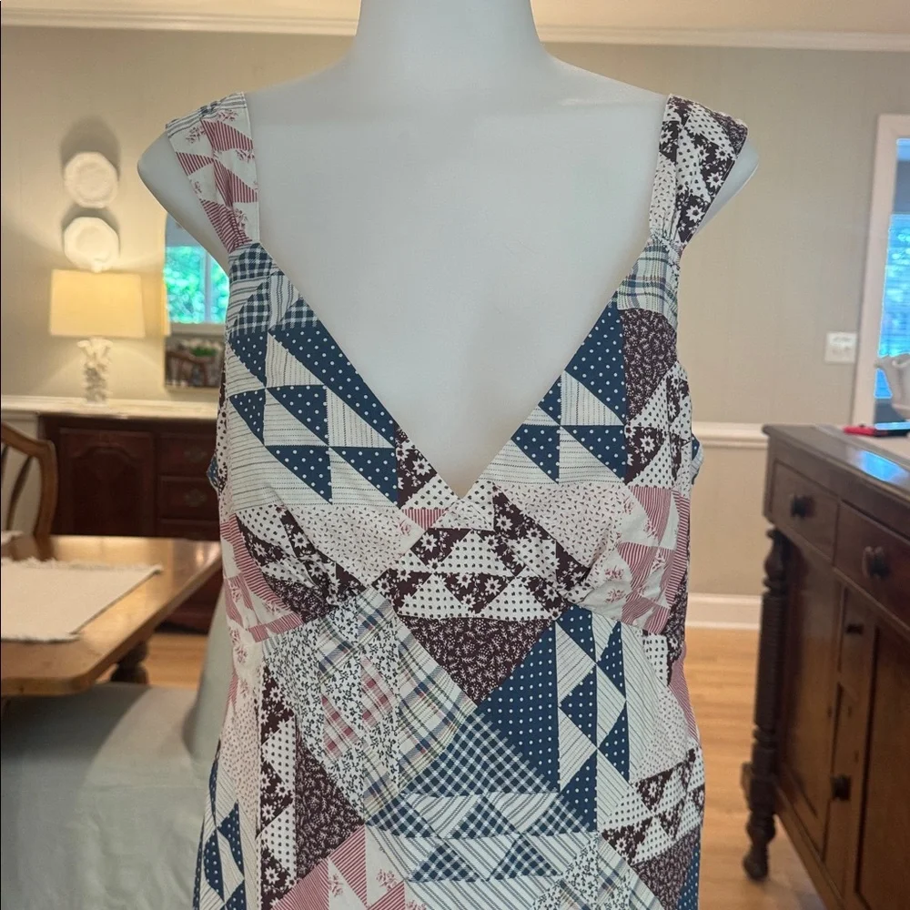 ABERCROMBIE & FITCH NWT Women Sleeveless Quilted Geometric Midi Dress LRG-Tall